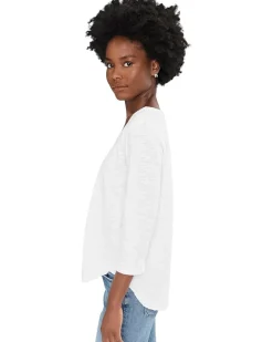 Mod-o-doc 3/4 Sleeve V-Neck Tee with Curved Hem Women's