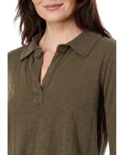 Mod-o-doc Slub Jersey Long Sleeve Easy Polo Tee Women's