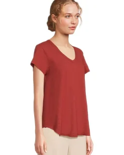 Mod-o-doc V-neck Short Sleeve Tee With Curved Hem Women's