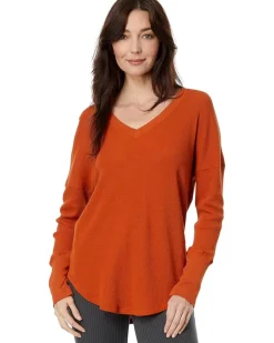 Mod-o-doc Washed Cotton Modal Thermal Long Sleeve V-Neck Tunic Women's