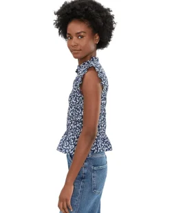 NIC+ZOE Leopard Sketch Smocked Top Women's