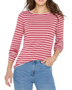 NIC+ZOE Long Sleeve Stripe Boat Tee Women's