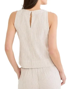 NIC+ZOE Pinstripe Gauze Pop On Tank Women's
