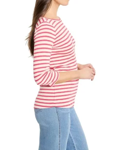 NIC+ZOE 3/4 Sleeve Stripe Boat Tee Women's