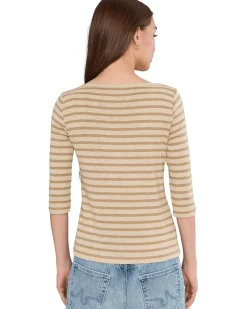 NIC+ZOE 3/4 Sleeve Stripe Envelope Boat Tee Women's