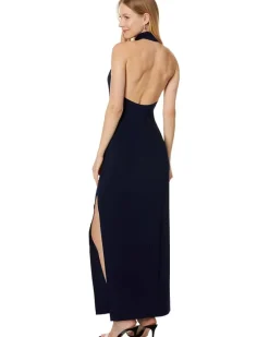 Norma Kamali Halter Turtle Side Slit Gown Women's