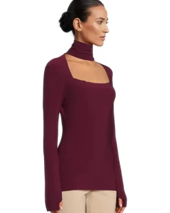 Norma Kamali Long Sleeve Sweetheart Turtle Top Women's