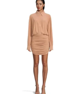 Norma Kamali Oversized Bf Nk Shirt Shirred Bottom Mini Dress Women's