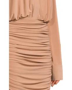 Norma Kamali Oversized Bf Nk Shirt Shirred Bottom Mini Dress Women's