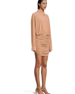 Norma Kamali Oversized Bf Nk Shirt Shirred Bottom Mini Dress Women's