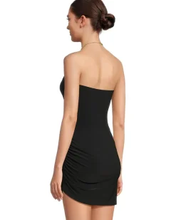 Norma Kamali Strapless Side Drape Pickleball Dress Women's