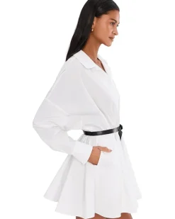 Norma Kamali Super Oversized Boyfriend NK Shirt Flared Mini Dress Women's