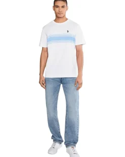 U.S. POLO ASSN. Short Sleeve Chest Print Stripe Jersey Tee Shirt Men's