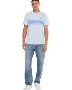 U.S. POLO ASSN. Short Sleeve Chest Print Stripe Jersey Tee Shirt Men's