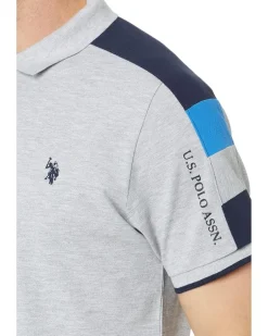 U.S. POLO ASSN. Short Sleeve Color-Block Pique Knit Polo Shirt Men's