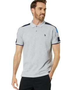 U.S. POLO ASSN. Short Sleeve Color-Block Pique Knit Polo Shirt Men's