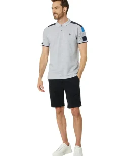 U.S. POLO ASSN. Short Sleeve Color-Block Pique Knit Polo Shirt Men's