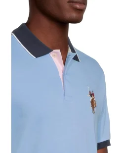 U.S. POLO ASSN. Short Sleeve Slim Fit Multicolor Pony Interlock Polo Shirt Men's
