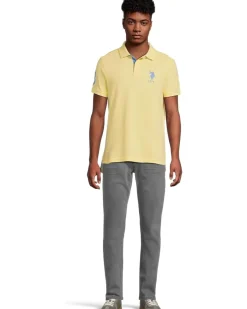 U.S. POLO ASSN. Slim Fit Big Horse Polo with Stripe Collar Men's