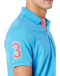 U.S. POLO ASSN. Slim Fit Big Horse Polo with Stripe Collar Men's