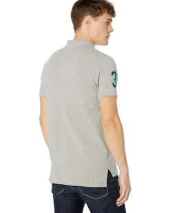 U.S. POLO ASSN. Slim Fit Big Horse Polo with Stripe Collar Men's