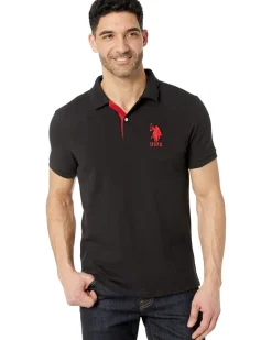 U.S. POLO ASSN. Slim Fit Big Horse Polo with Stripe Collar Men's