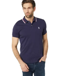 U.S. POLO ASSN. Slim Fit Tipped Interlock Knit Polo Men's