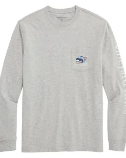 Vineyard Vines Downhill Ski Whale Long Sleeve Pocket Tee Men's