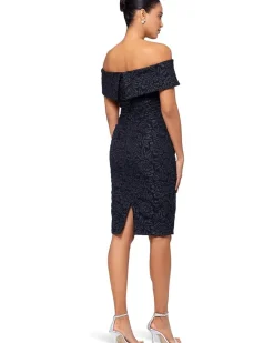 XSCAPE Short Brocade Off The Shoulder Flower Women's
